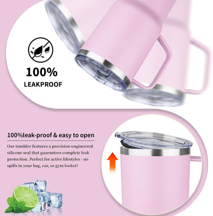 20oz Insulated Tumbler with Handle Stainless Steel Travel Coffee Mug with Lid and Straw Double Wall Vacuum Leak-proof Reusable Thermal Water Cup for Hot and Cold Drinks (Yellow,1 Pack)