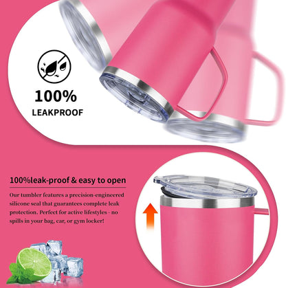 20oz Insulated Tumbler with Handle Stainless Steel Travel Coffee Mug with Lid and Straw Double Wall Vacuum Leak-proof Reusable Thermal Water Cup for Hot and Cold Drinks (Yellow,1 Pack)