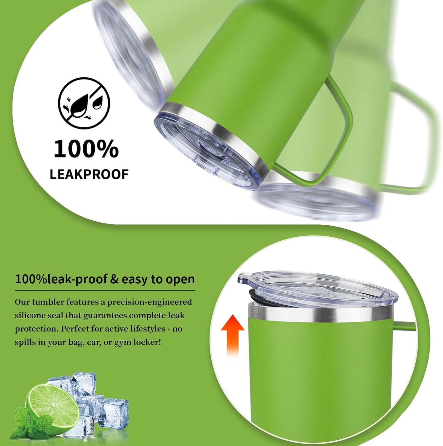 20oz Insulated Tumbler with Handle Stainless Steel Travel Coffee Mug with Lid and Straw Double Wall Vacuum Leak-proof Reusable Thermal Water Cup for Hot and Cold Drinks (Yellow,1 Pack)