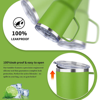 20oz Insulated Tumbler with Handle Stainless Steel Travel Coffee Mug with Lid and Straw Double Wall Vacuum Leak-proof Reusable Thermal Water Cup for Hot and Cold Drinks (Yellow,1 Pack)