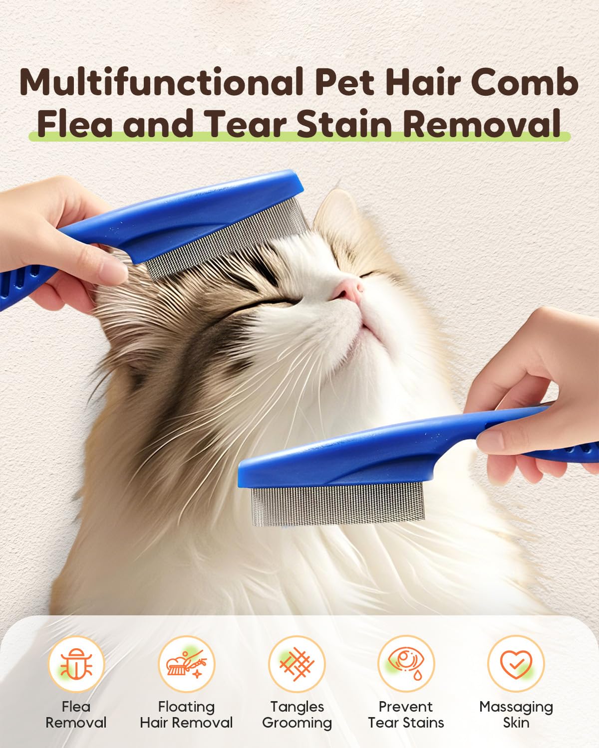 Pet Comb, 2 in 1 Pet Grooming Brush, Fine-Tooth Stainless Steel Tear Stain Removal Comb for Small Dogs Puppies, Magic Pets Grooming Comb Kit, Yellow-2pcs