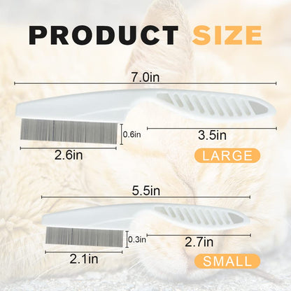 Pet Comb, 2 in 1 Pet Grooming Brush, Fine-Tooth Stainless Steel Tear Stain Removal Comb for Small Dogs Puppies, Magic Pets Grooming Comb Kit, Yellow-2pcs