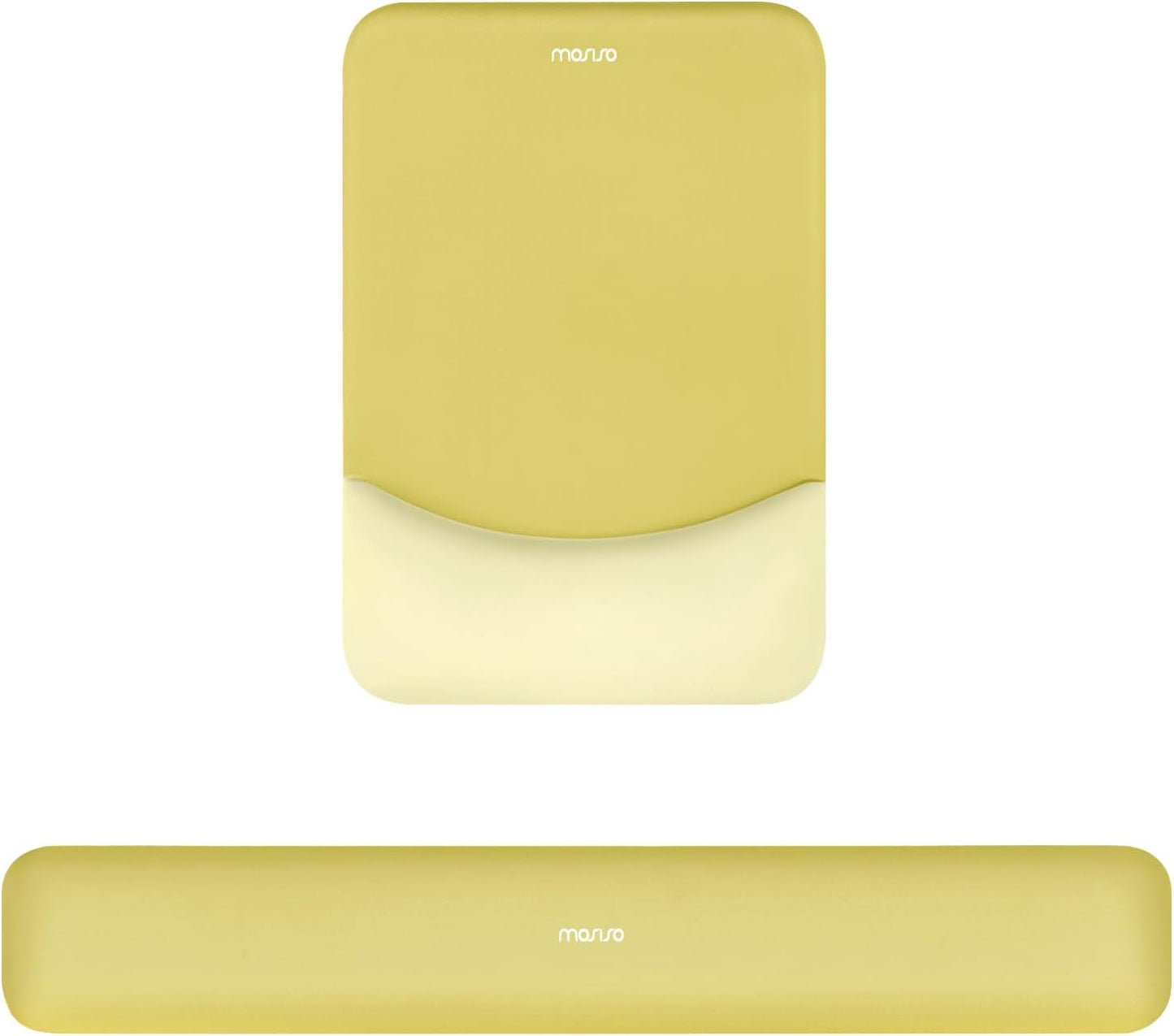 Wrist Rest Support for Mouse Pad&Keyboard Set, Rectangular Ergonomic Mousepad Non-Slip Base Home/Office Pain Relief&Easy Typing Pad with Neoprene Cloth&Raised Silicone Lining, Yellow