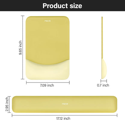 Wrist Rest Support for Mouse Pad&Keyboard Set, Rectangular Ergonomic Mousepad Non-Slip Base Home/Office Pain Relief&Easy Typing Pad with Neoprene Cloth&Raised Silicone Lining, Yellow