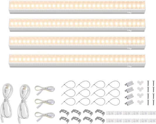 Grow Lights for Indoor Plants, Full Spectrum Sunlight, 1FT White Cover Plant Growing Lamp, LED Grow Light Bulbs, T5 Grow Light Strip, Plug and Play, Yellow, 4-Pack