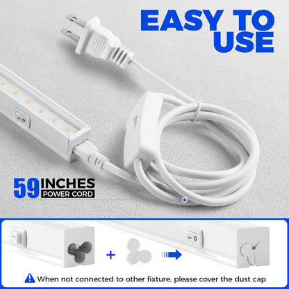 Grow Lights for Indoor Plants, Full Spectrum Sunlight, 1FT White Cover Plant Growing Lamp, LED Grow Light Bulbs, T5 Grow Light Strip, Plug and Play, Yellow, 4-Pack