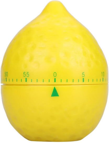 Lemon Shape Mechanical Kitchen Timer – Cute 60-Minute Wind-Up Countdown Alarm for Cooking Baking and Study, Home Use 2.4x2.4x3.1 in