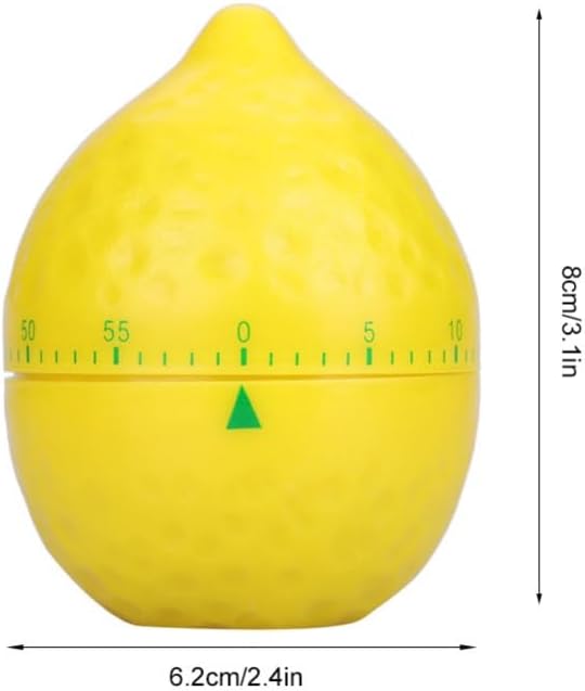Lemon Shape Mechanical Kitchen Timer – Cute 60-Minute Wind-Up Countdown Alarm for Cooking Baking and Study, Home Use 2.4x2.4x3.1 in