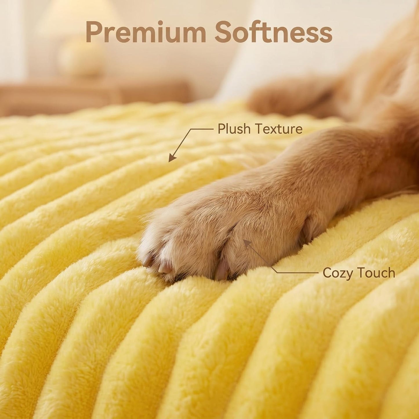 Emotional Support Blanket Yellow Dog Blanket for Dogs, Calming Security Pet Blanket, Polyester Material, Machine washable for Kennels Sofas Beds Car Seats (1, Bright Yellow, 70*100cm/27.55*39.37in)
