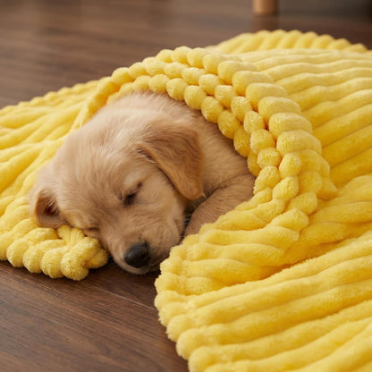 Emotional Support Blanket Yellow Dog Blanket for Dogs, Calming Security Pet Blanket, Polyester Material, Machine washable for Kennels Sofas Beds Car Seats (1, Bright Yellow, 70*100cm/27.55*39.37in)