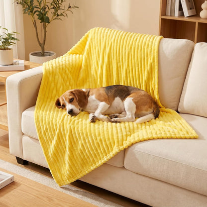 Emotional Support Blanket Yellow Dog Blanket for Dogs, Calming Security Pet Blanket, Polyester Material, Machine washable for Kennels Sofas Beds Car Seats (1, Bright Yellow, 70*100cm/27.55*39.37in)