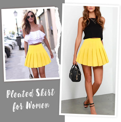 Pleated Skirt for Women Skater Skirt with Shorts Elastic Waist Plus Size Tennis Skirts