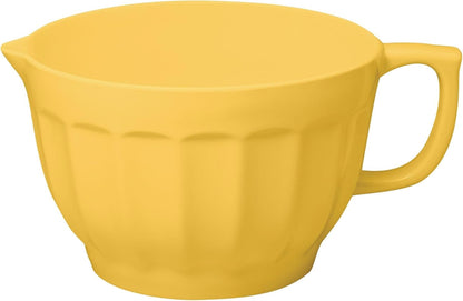 UP 4.3 Quart Latte Style Melamine Batter Bowl with Pour Spout and Handle, Professional Mixing Bowl with Non-Slip Base, Ideal for Pancake and Cake Batter, 11.5 x 8.75 Inch, Yellow