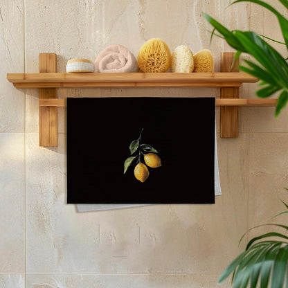 Lemon Kitchen Towels, Lemon Kitchen Decor, Dark Lemons Dish Tea Towels for Kitchen, Lemons Decorative Hand Towel for Farmhouse Bathroom, 16x24 Inch