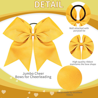 Girls Cheer Bow with Ponytail Holder for Cheerleading Girl Pack of 10 Yellow