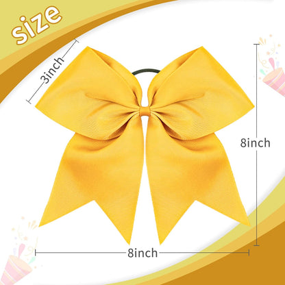 Girls Cheer Bow with Ponytail Holder for Cheerleading Girl Pack of 10 Yellow