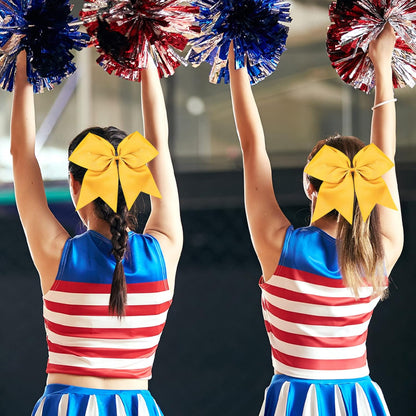 Girls Cheer Bow with Ponytail Holder for Cheerleading Girl Pack of 10 Yellow