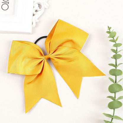 Girls Cheer Bow with Ponytail Holder for Cheerleading Girl Pack of 10 Yellow