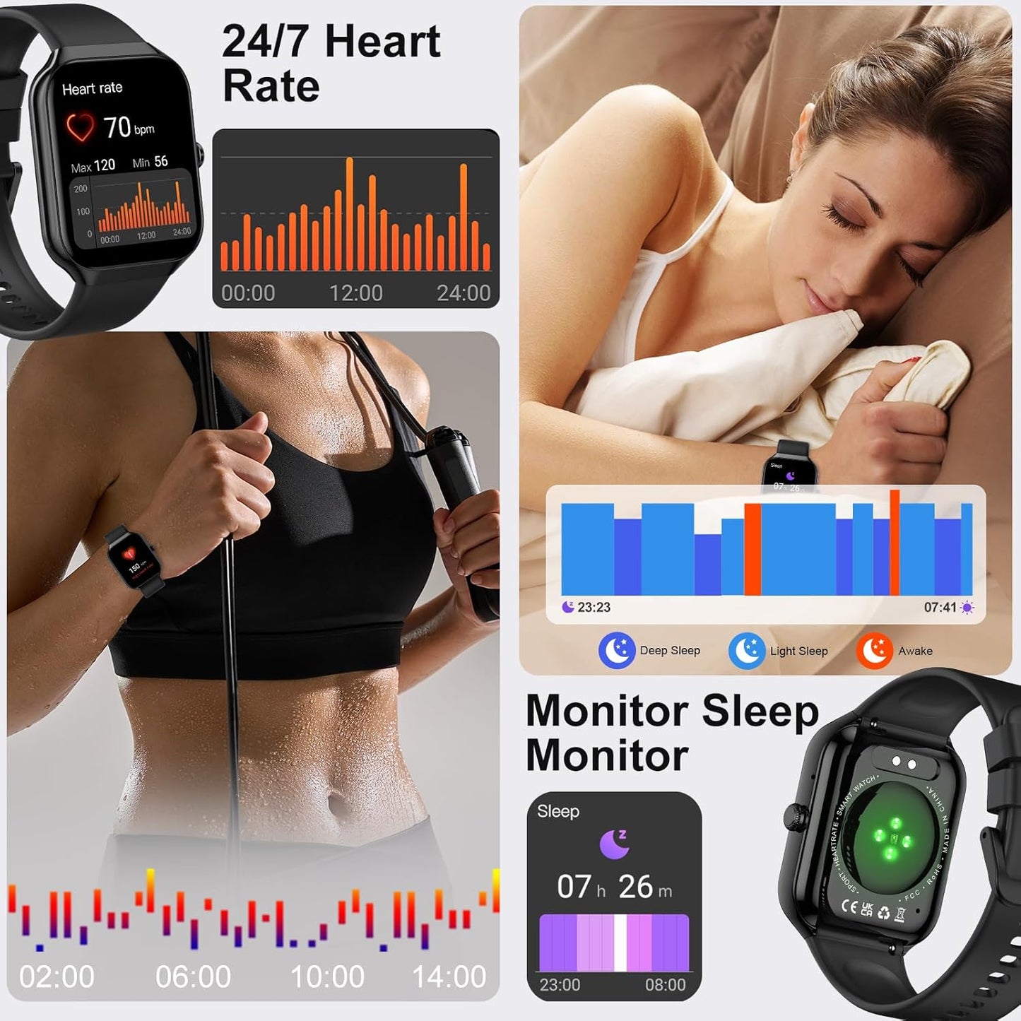 Smart Watch for Men Women (Answer/Make Call), Fitness Watch with Heart Rate/Sleep Monitor/Pedometer/Calories,2026 New Smartwatch IP68 Waterproof,113+ Sports Modes, Activity Tracker for Android iOS