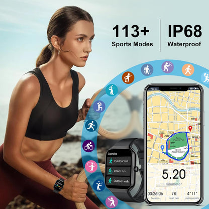Smart Watch for Men Women (Answer/Make Call), Fitness Watch with Heart Rate/Sleep Monitor/Pedometer/Calories,2026 New Smartwatch IP68 Waterproof,113+ Sports Modes, Activity Tracker for Android iOS