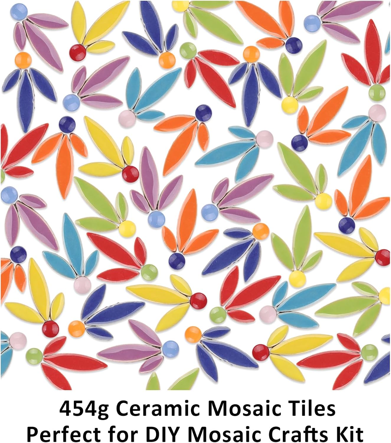 Petal Ceramic Mosaic Tiles for Crafts, 454g Mosaic Tiles Ceramic,Floral Mosaic Craft Supplies for Garden Christmas Decoration