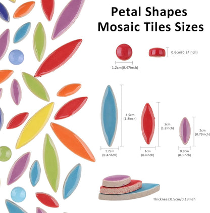 Petal Ceramic Mosaic Tiles for Crafts, 454g Mosaic Tiles Ceramic,Floral Mosaic Craft Supplies for Garden Christmas Decoration