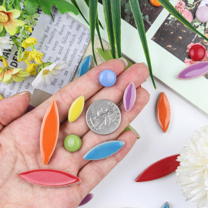 Petal Ceramic Mosaic Tiles for Crafts, 454g Mosaic Tiles Ceramic,Floral Mosaic Craft Supplies for Garden Christmas Decoration