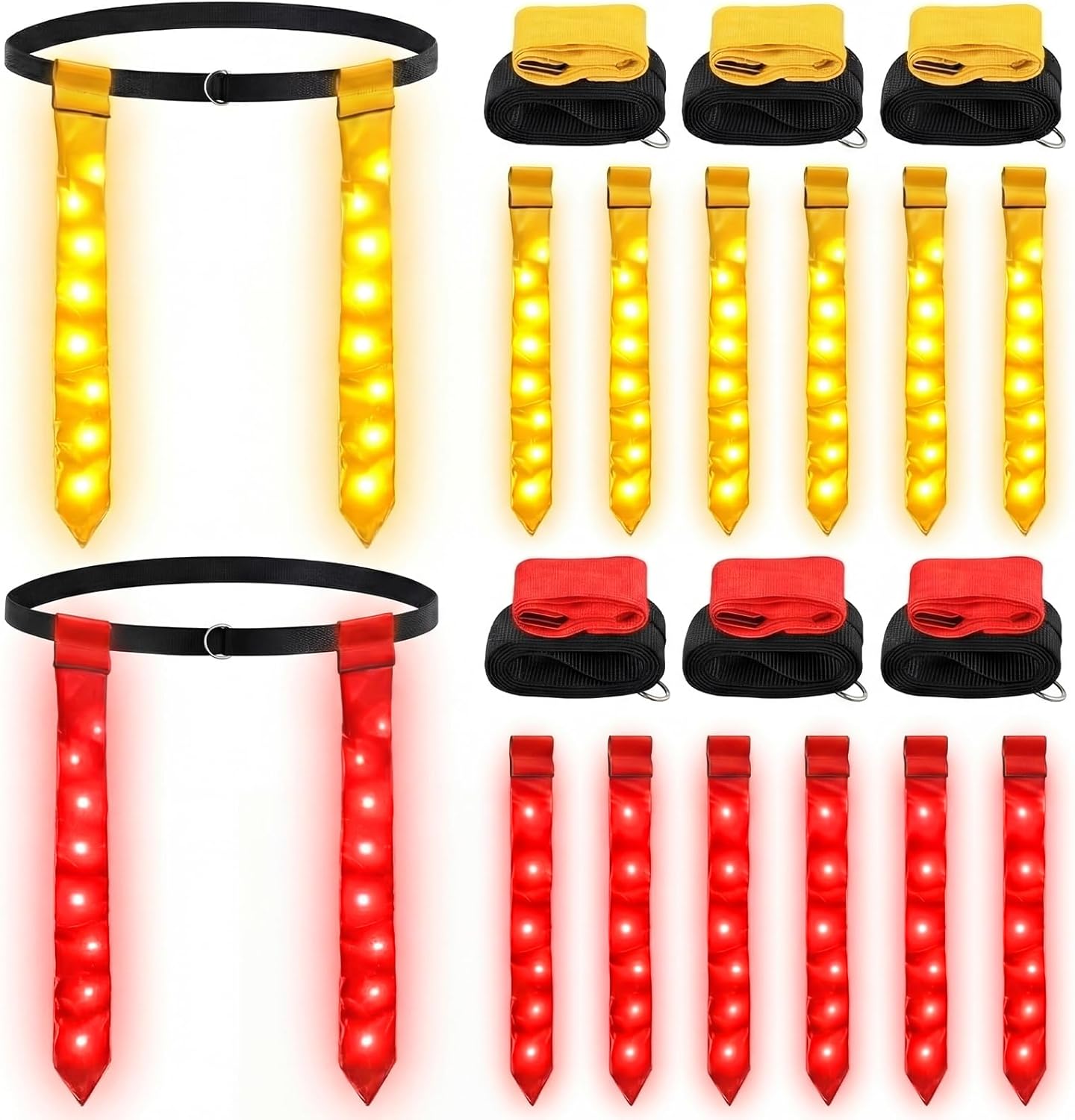 LED Flag Football Belts Set Glow in The Dark Light up Adjustable Capture Flag Outdoor Beach Games Football Party