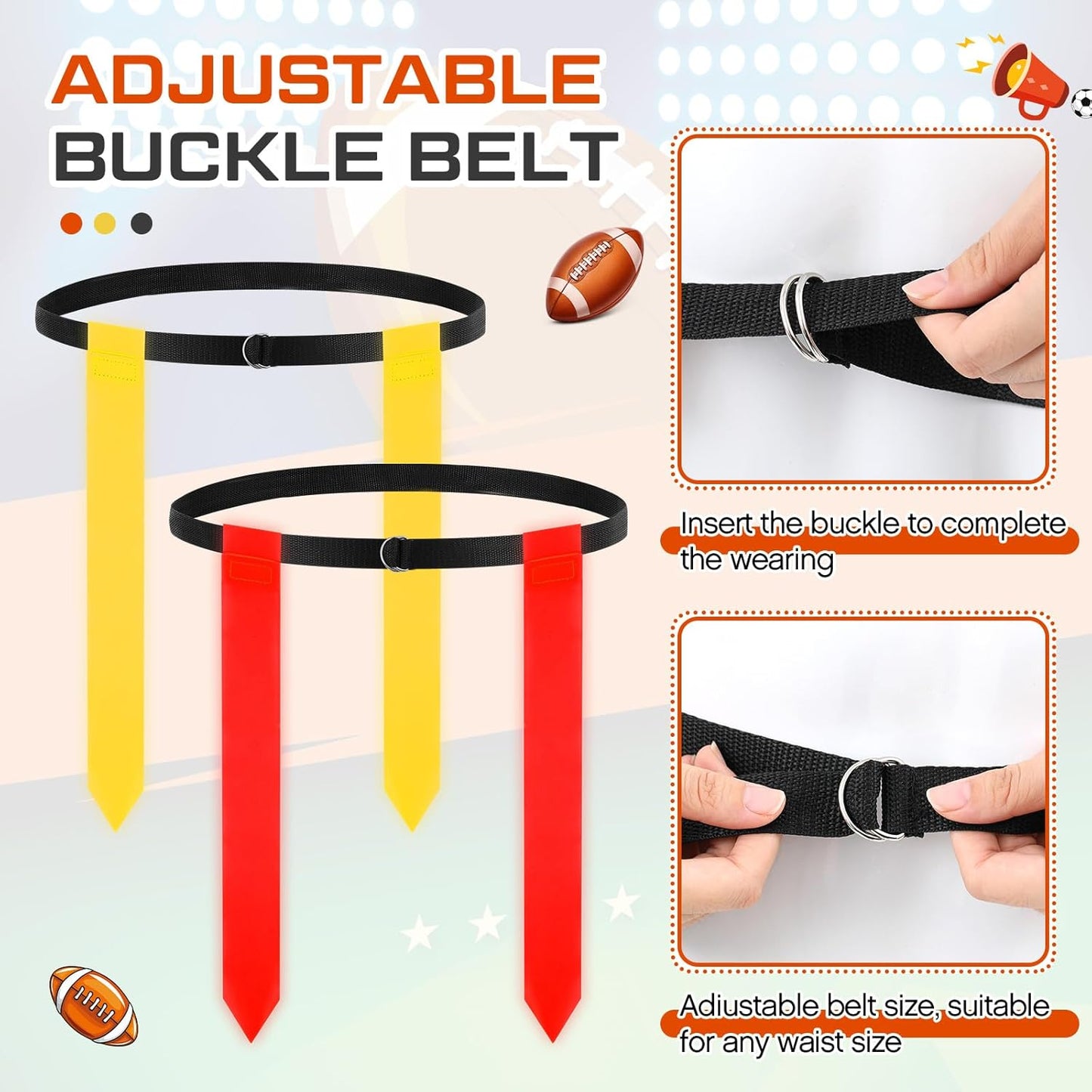 LED Flag Football Belts Set Glow in The Dark Light up Adjustable Capture Flag Outdoor Beach Games Football Party