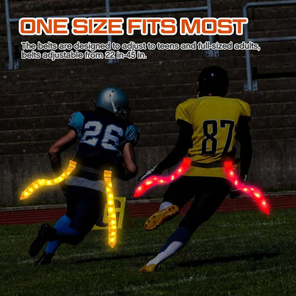LED Flag Football Belts Set Glow in The Dark Light up Adjustable Capture Flag Outdoor Beach Games Football Party