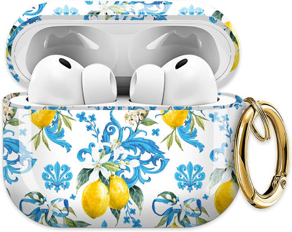 for AirPods Pro 3 Case (2025)，Cute Cover Compatible with AirPod Pro 3rd Generation with Rose Gold Keychain Headphone Cases for Women(Lovely Lemon)