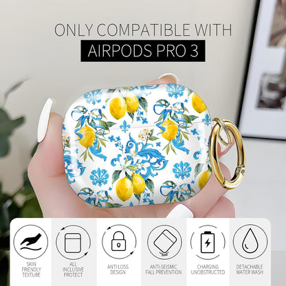 for AirPods Pro 3 Case (2025)，Cute Cover Compatible with AirPod Pro 3rd Generation with Rose Gold Keychain Headphone Cases for Women(Lovely Lemon)