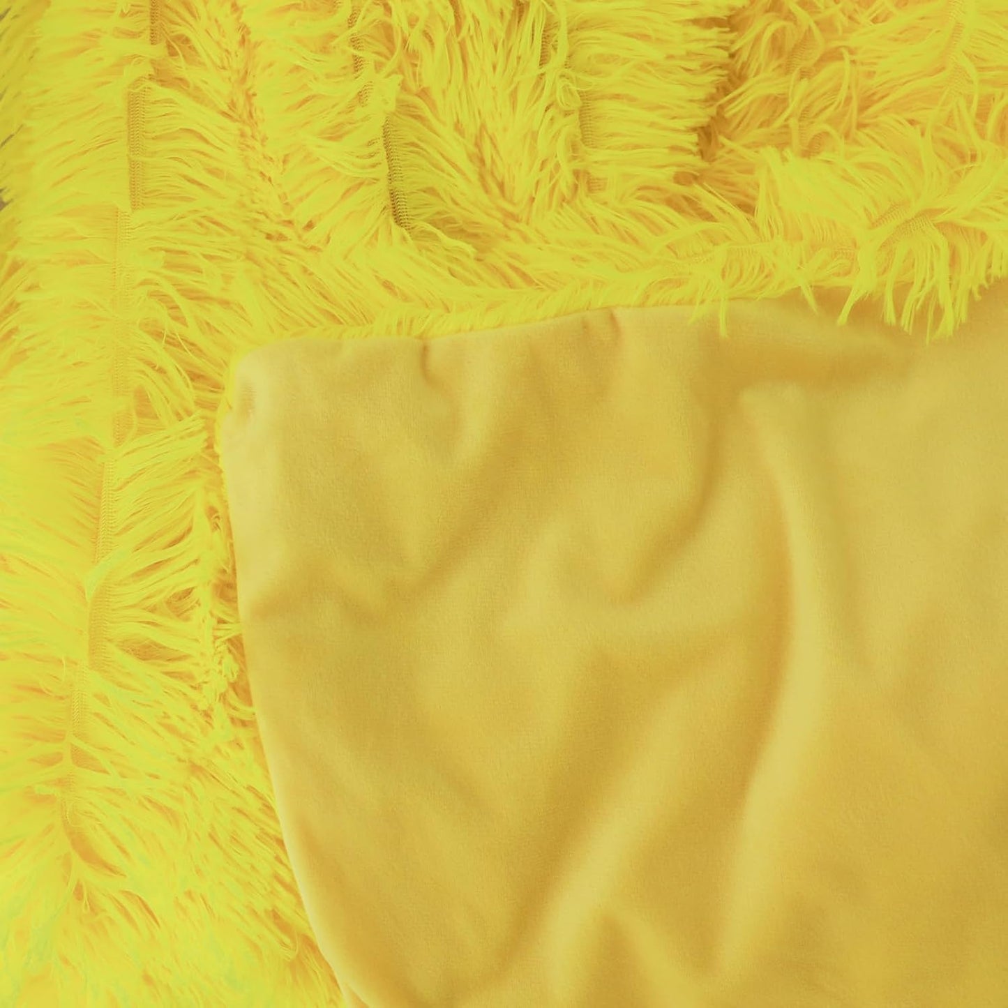 Extra Soft Faux Fur Throw Blanket 50"x60" - Reversible Fluffy Shaggy Double Layer Plush for Couch Sofa Bed, Solid Fuzzy Long Hair Microfiber Comfy Decorative Cozy, Yellow