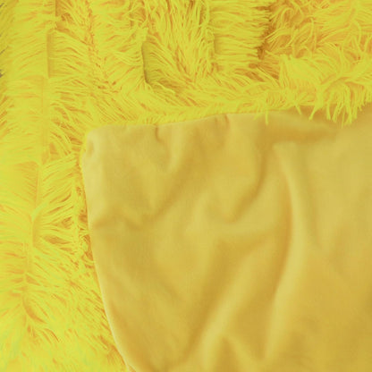 Extra Soft Faux Fur Throw Blanket 50"x60" - Reversible Fluffy Shaggy Double Layer Plush for Couch Sofa Bed, Solid Fuzzy Long Hair Microfiber Comfy Decorative Cozy, Yellow