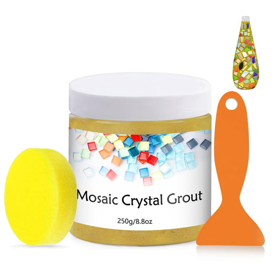 Mosaic Crystal Grout, Mosaics Tile Tools, Mosaic Tile Accessories – Essential for Handmade Grouting and Perfect for DIY Craft Projects (Yellow, 8.8oz)