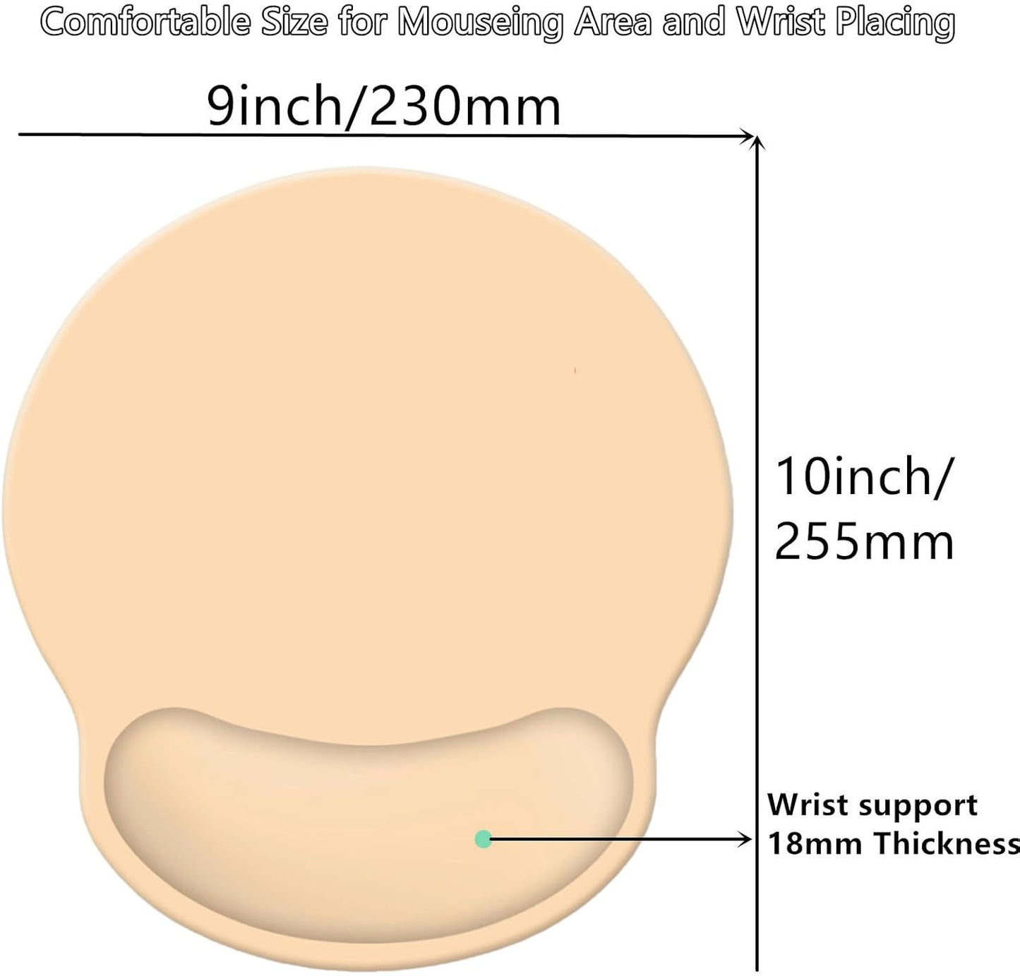 Wrist Rest Support Mouse Pad,Ergonomic Memory Foam Mouse Mat 9x10in Non-Slip Rubber Base Pain Relief Mousepad for Computer, Laptop(Milky Yellow Foam)