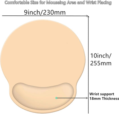Wrist Rest Support Mouse Pad,Ergonomic Memory Foam Mouse Mat 9x10in Non-Slip Rubber Base Pain Relief Mousepad for Computer, Laptop(Milky Yellow Foam)