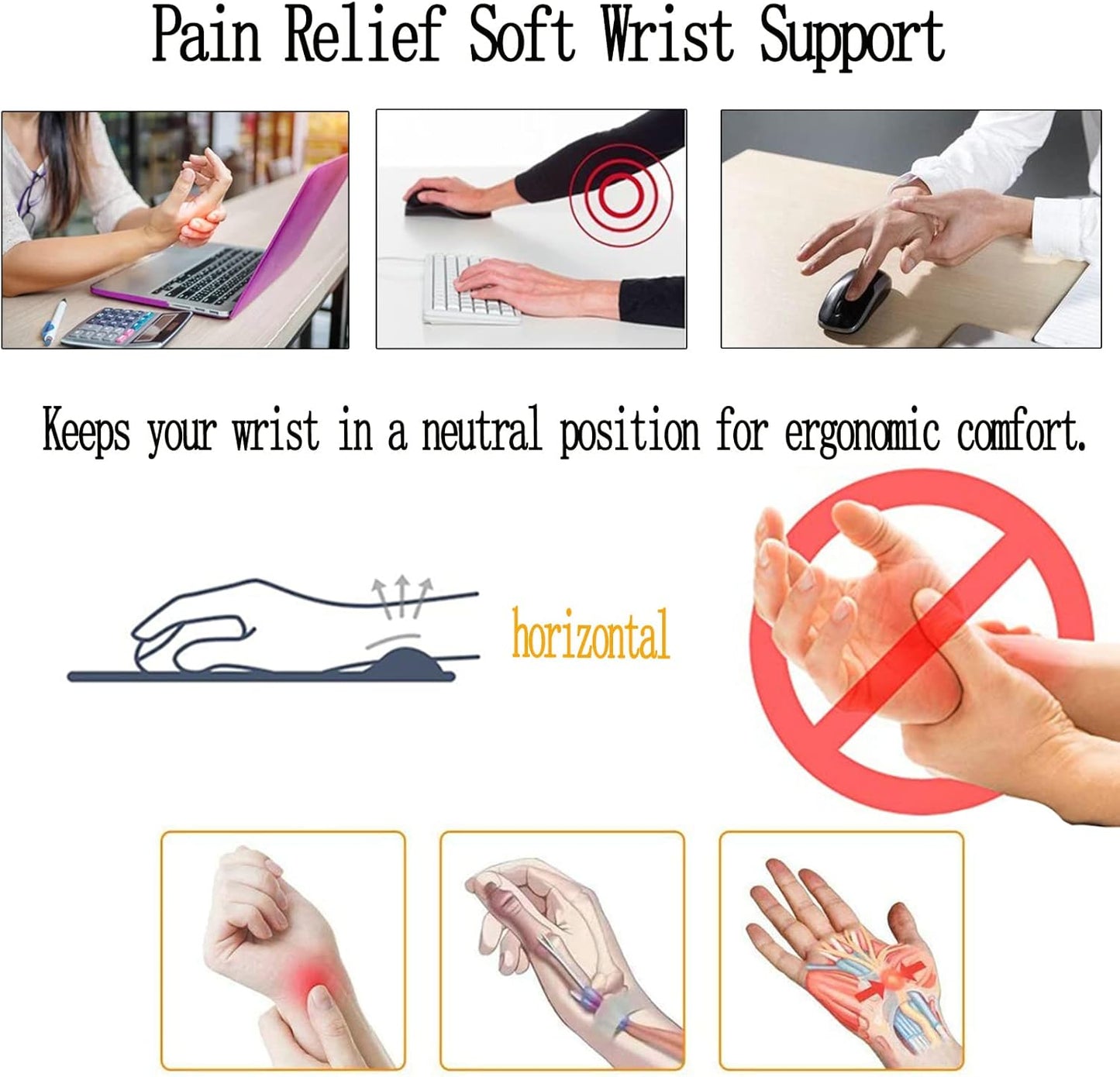 Wrist Rest Support Mouse Pad,Ergonomic Memory Foam Mouse Mat 9x10in Non-Slip Rubber Base Pain Relief Mousepad for Computer, Laptop(Milky Yellow Foam)
