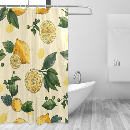 Shower Curtain Yellow Lemons Bathroom Decor Waterproof Fabric with Hooks 60x72 Inch