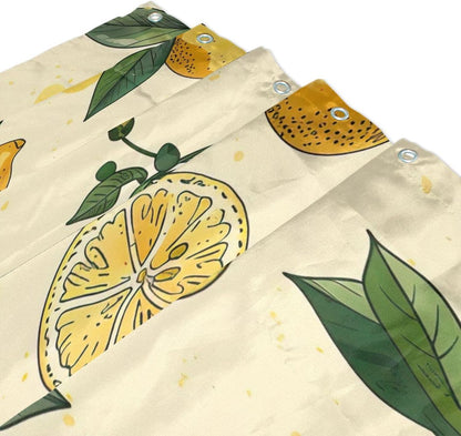 Shower Curtain Yellow Lemons Bathroom Decor Waterproof Fabric with Hooks 60x72 Inch