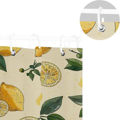 Shower Curtain Yellow Lemons Bathroom Decor Waterproof Fabric with Hooks 60x72 Inch