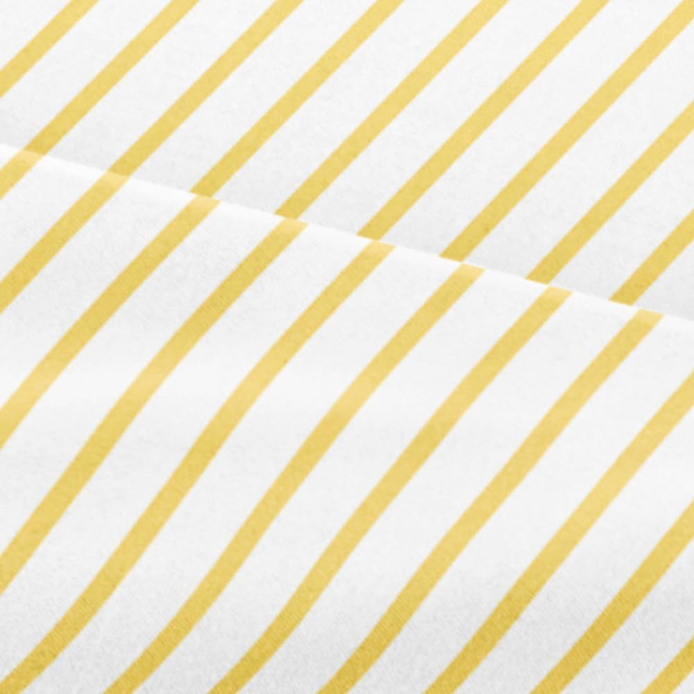 Yellow Pencil Striped Sheets – 1 Flat & 1 Fitted Sheet & 2 Pillowcases w/ Deep Pockets – Cozy, Wrinkle Resistant - Ultra-Soft, Comfy, Breathable & Cooling – Luxury Pinstripe Bedding - Cal King Size