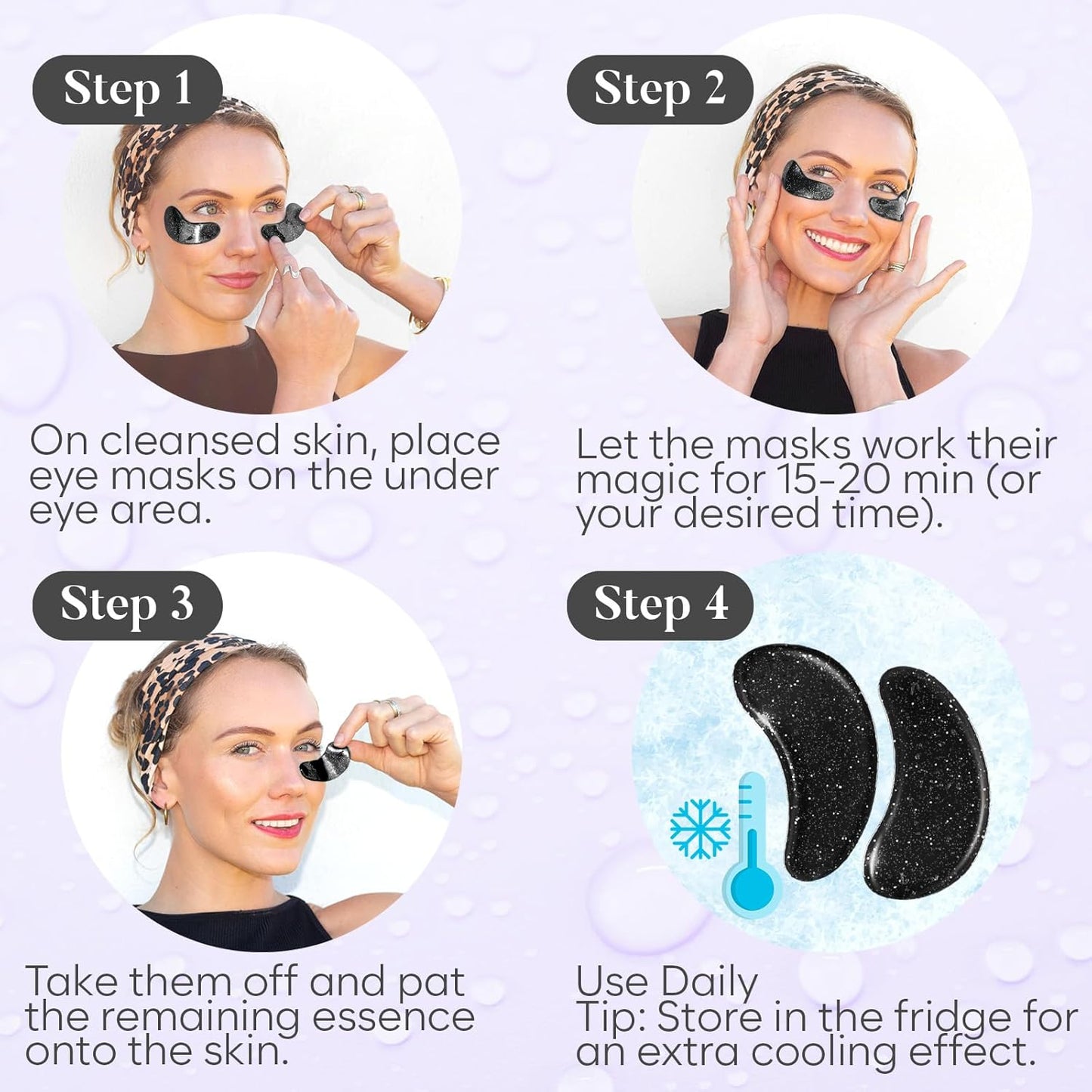 Daytime Under Eye Patches for Puffy Eyes and Dark Circles, Gel Eye Masks with Caffeine, Collagen & Vitamin C, Deeply Moisturizing, Bachelorette Party Favors, Anti Wrinkle Patches (30 Pairs)