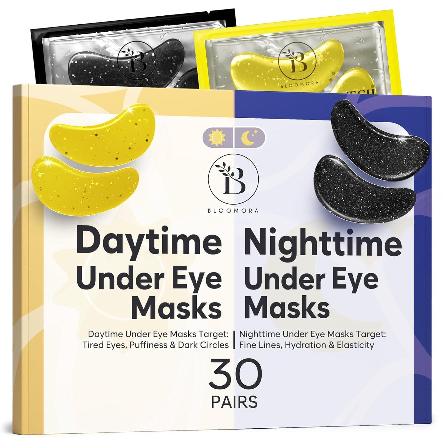 Daytime Under Eye Patches for Puffy Eyes and Dark Circles, Gel Eye Masks with Caffeine, Collagen & Vitamin C, Deeply Moisturizing, Bachelorette Party Favors, Anti Wrinkle Patches (30 Pairs)
