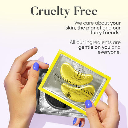 Daytime Under Eye Patches for Puffy Eyes and Dark Circles, Gel Eye Masks with Caffeine, Collagen & Vitamin C, Deeply Moisturizing, Bachelorette Party Favors, Anti Wrinkle Patches (30 Pairs)