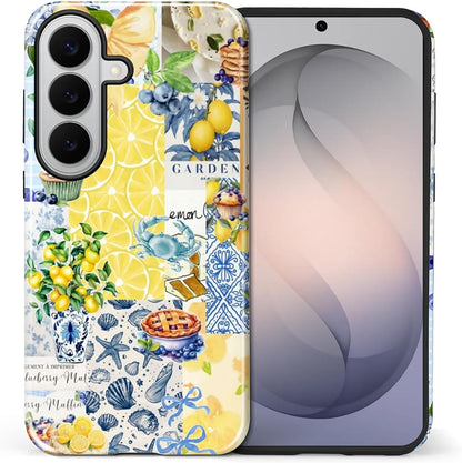 Compatible with Samsung Galaxy S26 Case - Dual-Layer Protection, Hard Shell with Silicone Interior,Slim Scratch Resistant Shockproof for Woman Men - Shell Lemon Collage