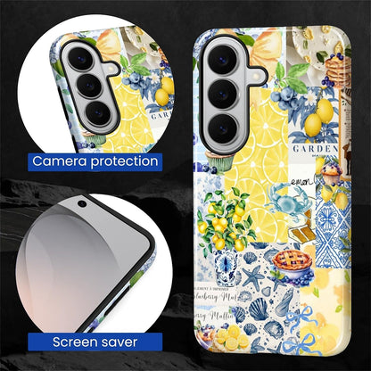 Compatible with Samsung Galaxy S26 Case - Dual-Layer Protection, Hard Shell with Silicone Interior,Slim Scratch Resistant Shockproof for Woman Men - Shell Lemon Collage