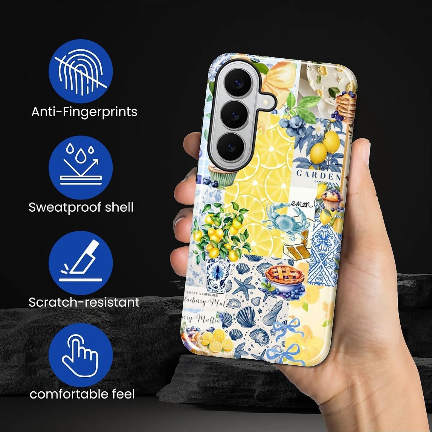 Compatible with Samsung Galaxy S26 Case - Dual-Layer Protection, Hard Shell with Silicone Interior,Slim Scratch Resistant Shockproof for Woman Men - Shell Lemon Collage