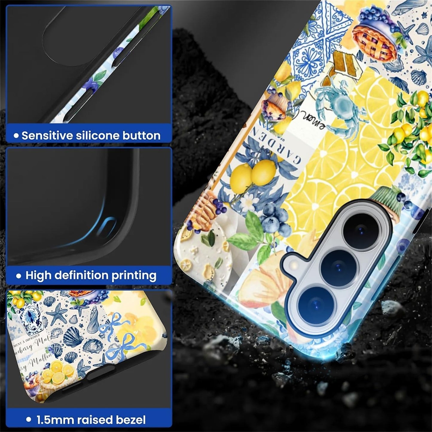 Compatible with Samsung Galaxy S26 Case - Dual-Layer Protection, Hard Shell with Silicone Interior,Slim Scratch Resistant Shockproof for Woman Men - Shell Lemon Collage