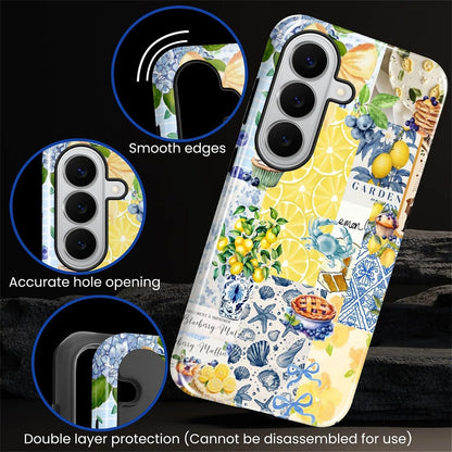 Compatible with Samsung Galaxy S26 Case - Dual-Layer Protection, Hard Shell with Silicone Interior,Slim Scratch Resistant Shockproof for Woman Men - Shell Lemon Collage